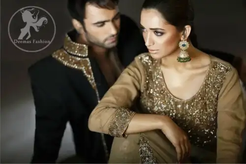 Light Fawn Double Layer Shirt Sharara Light fawn double layer shirt has embroidered neckline