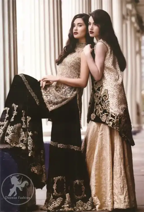 Black Embroidered Jacket With Banarsi Blouse Lehenga