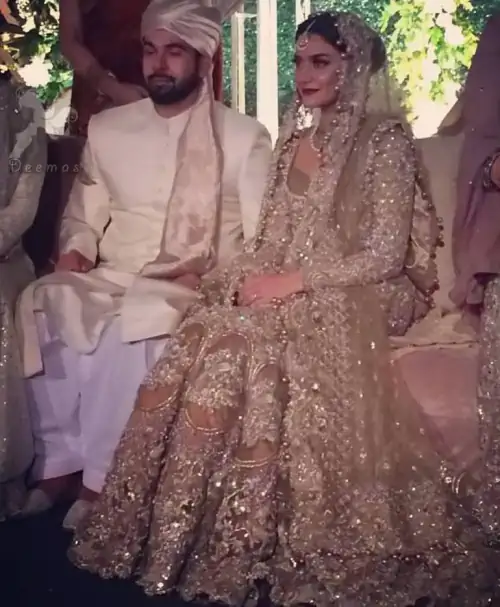 Light Brown Fully Embroidered Bridal Shirt Lehnga and Dupatta