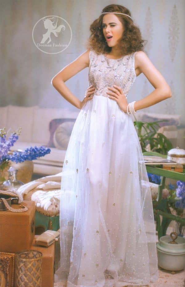 Ivory White Party Wear Maxi