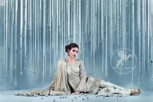 Light Fawn Short Fully Embroidered Shirt - Banarsi Jamawar Trousers