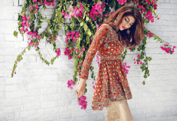 Rust Short Back Trail Frock- Beige Embroidered Pants