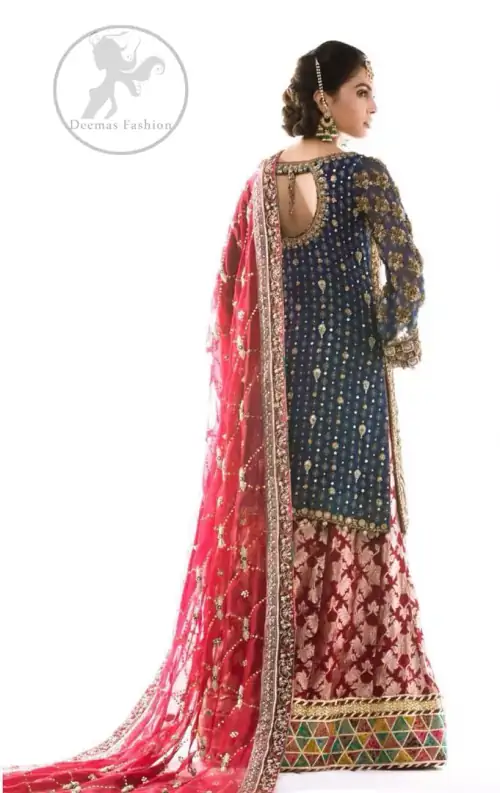Bright Gray Shirt Brown Derby Sharara Dupatta