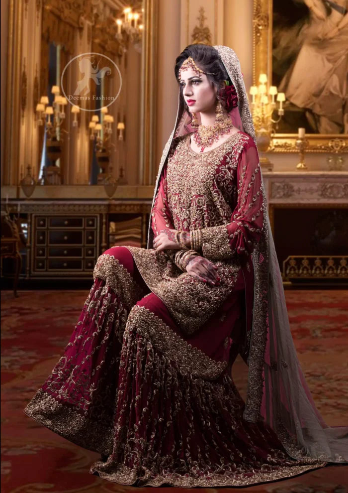 Copper Rust Gharara Shirt Woody Brown Dupatta