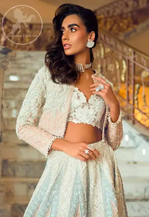 Green Spring White Sharara Ivory Blouse