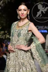 camouflage green Cutwork Frock Sharara