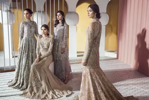 Take a step towards refreshing your wardrobe with this outfit. The frock is perfected with delicate golden and silver embroidery.