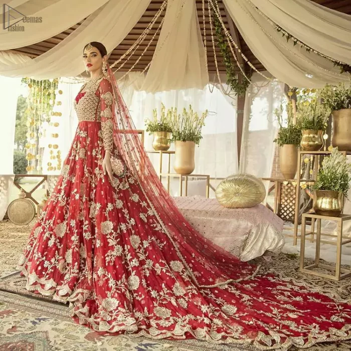 Red Front Open Back Train Maxi