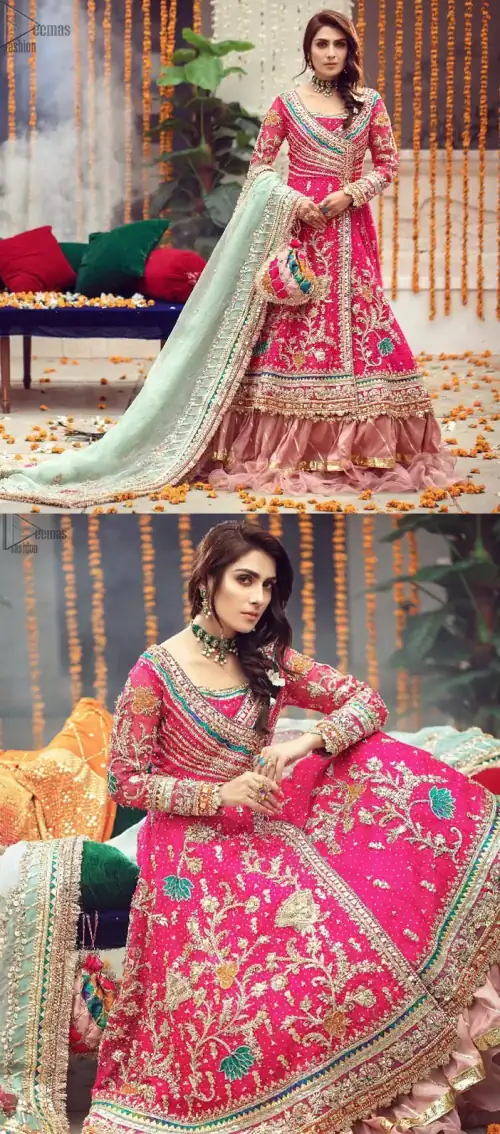 Pink Angrakha Frock – Ruffled Lehenga