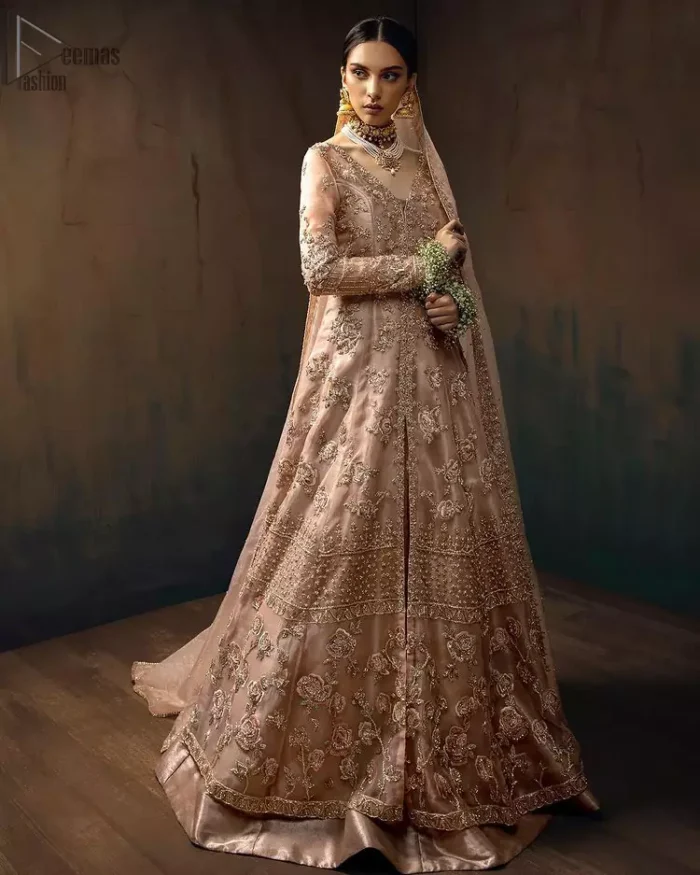 Tea Rose Front Open Maxi – Lehenga Dupatta