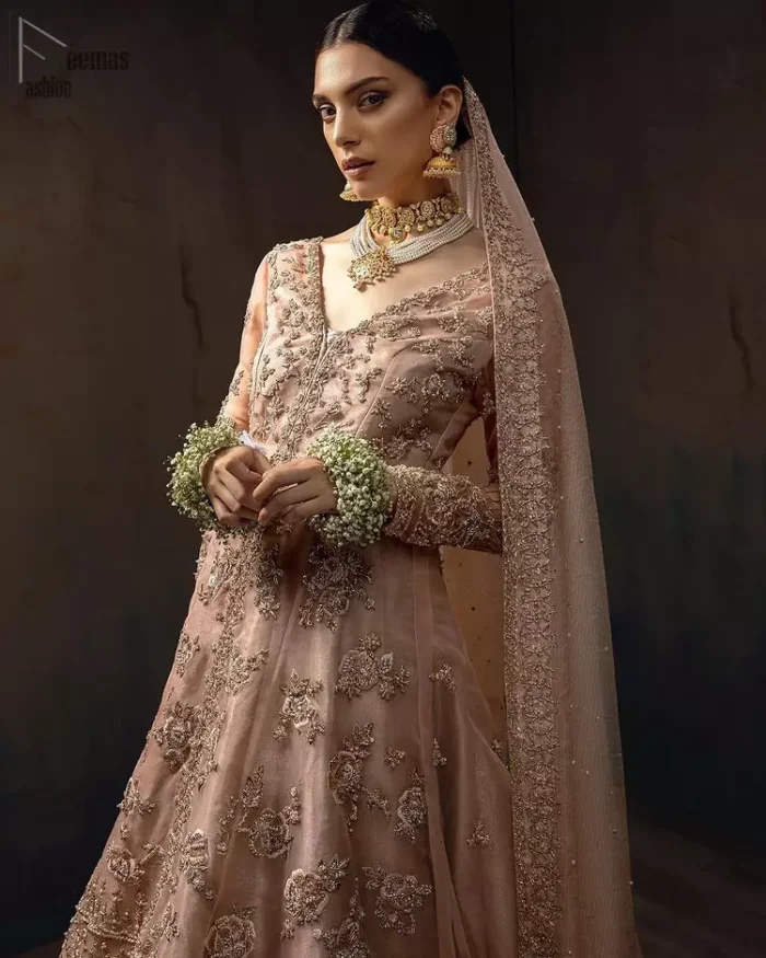 Tea Rose Front Open Maxi – Lehenga Dupatta