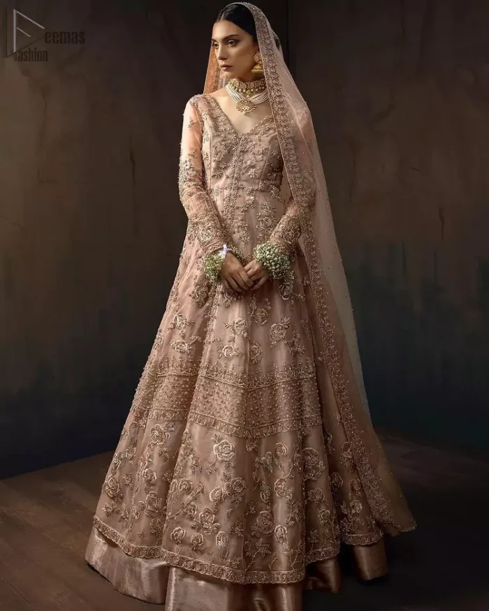 Tea Rose Front Open Maxi – Lehenga Dupatta
