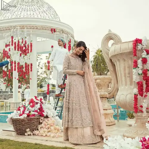 Tea Rose Lehenga Pishwas – Dupatta