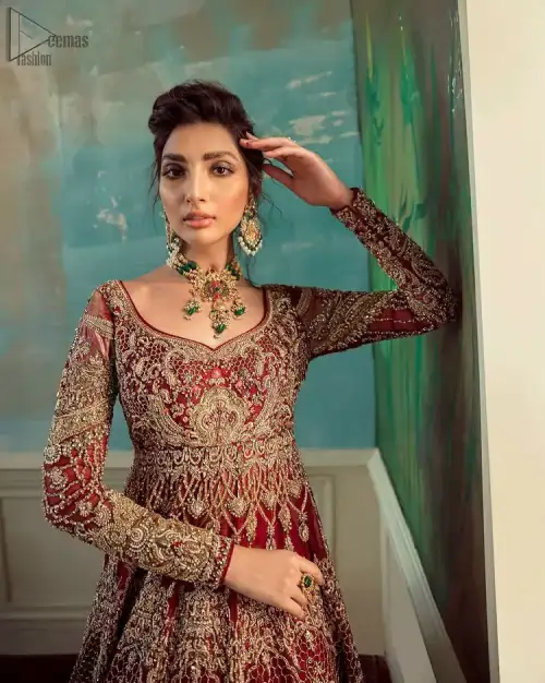 Red Lehenga Pishwas – Tea Rose Dupatta