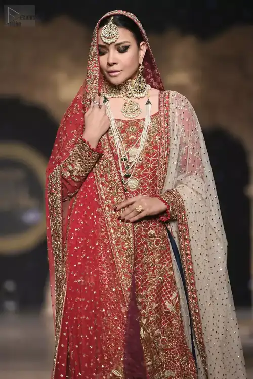 Red Long Shirt Dupatta – Two Tone Farshi Gharara