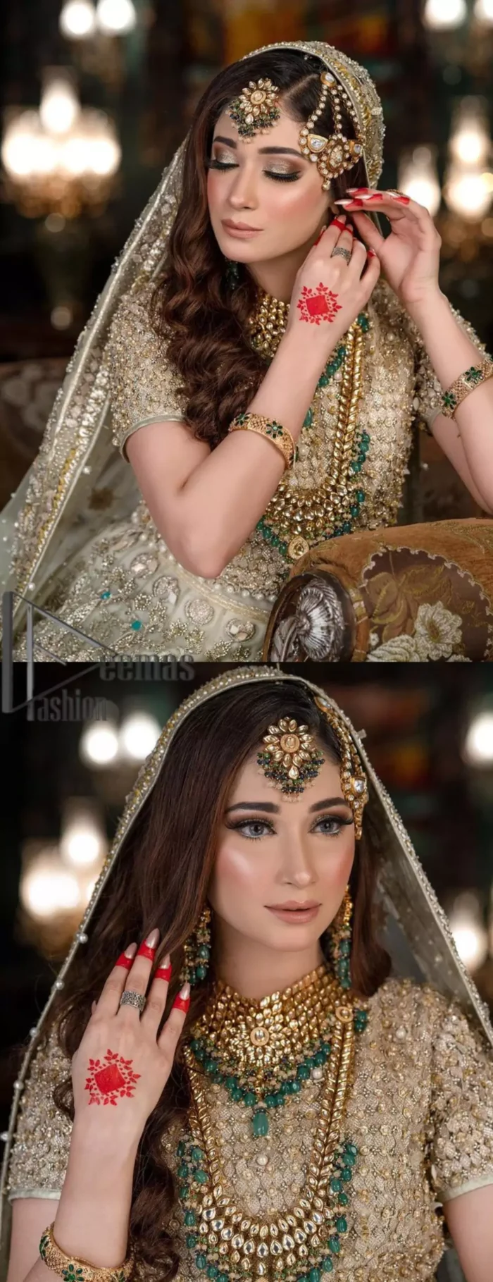 Nothing seems more promising than a Light Fawn colour for your big day. So, entertain your day with this outstanding half sleeve fawn blouse that is embellished with zardozi work. Comes up with a lehenga that is adorned with sequins, pearls and golden embroidery and large floral motifs scattered on blooming and stunning back train. Finish this look with a dupatta embellished with a four-sided border and sequins spray all over just to give you a delightful and promising look on your big day.