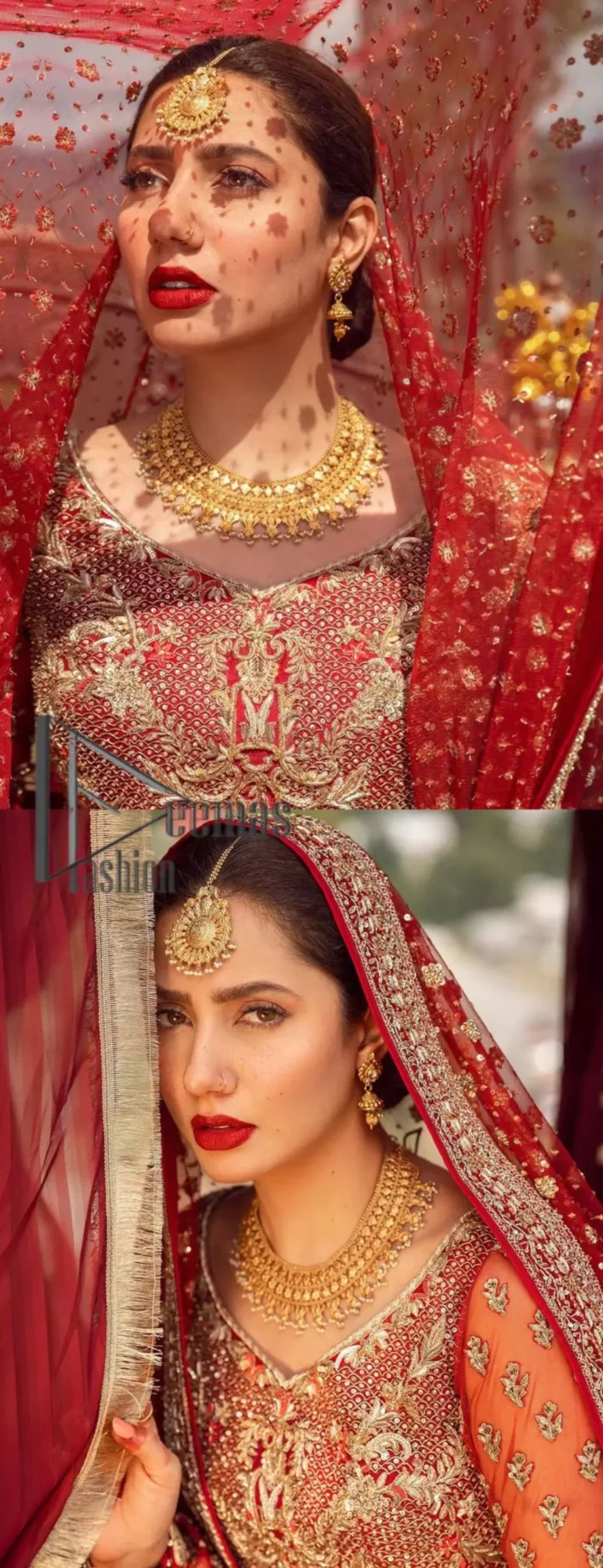Make your moment memorable by being a dreamy lady in this red can-can lehenga boost with floral motifs. This dreamy can-can lehenga is adorned with golden kora, dabka, tilla, sequins and resham thread work which gave a perfect ending to this flare. In addition to this, the blouse is fully embellished with zardozi work. Finish the look with a red dupatta having four-sided embellished borders scattered with tiny floral motifs and sequins spray all over the ground.