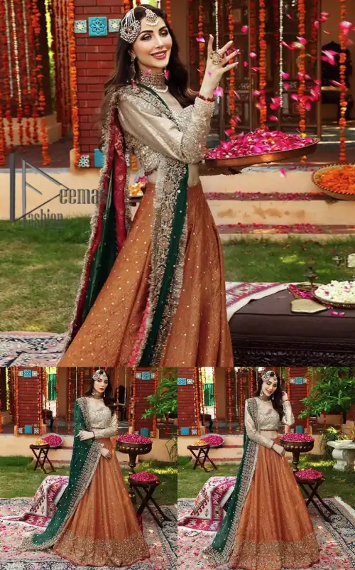 You have got plans for your mehndi? DeemasFashion got you to look!  Just go bold and bright with a beige