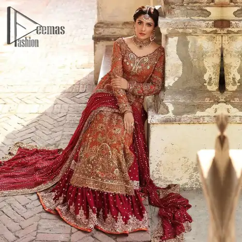 Wondering what an aesthetic bridal attire looks like? The beauty in red makes you go gaga over your look and