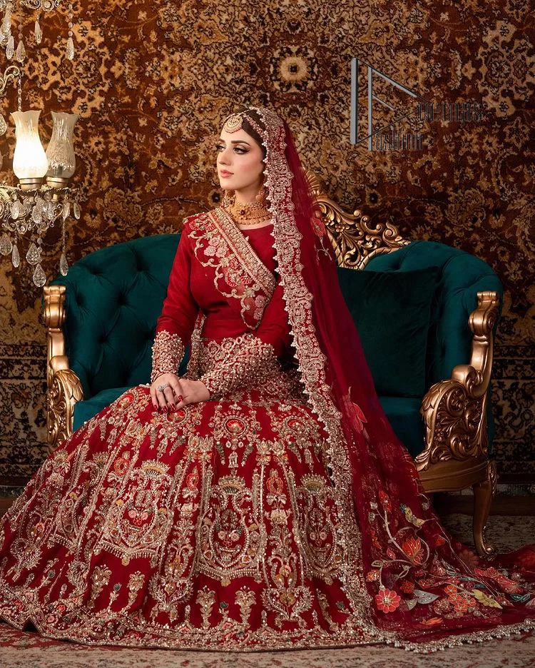 Red Bridal Lehenga for Indian Wedding with Heavy Designer Work and Two  Dupatta in USA, UK, Malaysia, South Africa, Dubai, Singapore