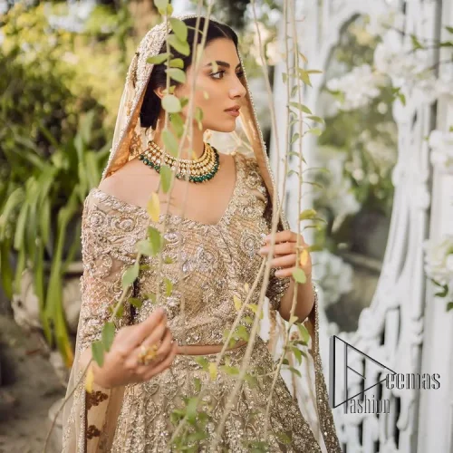 If you are getting married, you need a quality outfit. So, DeemasFashion presents this nikah outfit for you in fawn