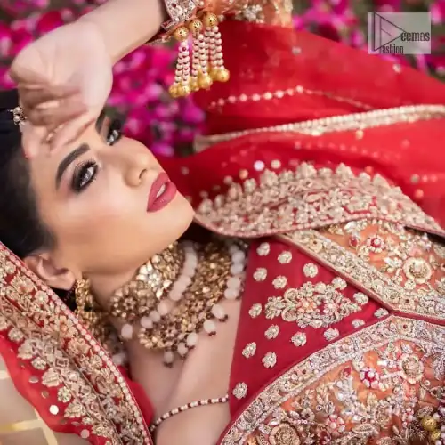 Shine bright in the sparkling ensemble from DeemasFashion. Introducing this reception outfit which begins with a rust pishwas. This front