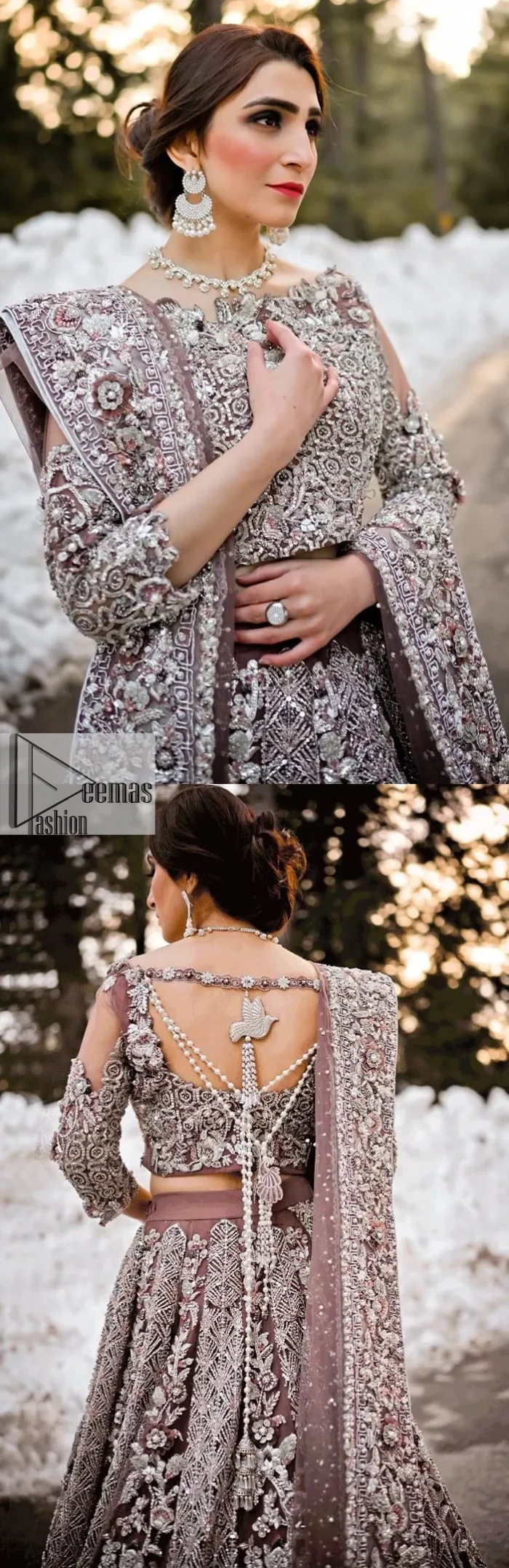 Make a lasting impression with this opulent attire, tailored to perfection for your Walima celebration. Complete this article with a dupatta having sequins sprayed all over.