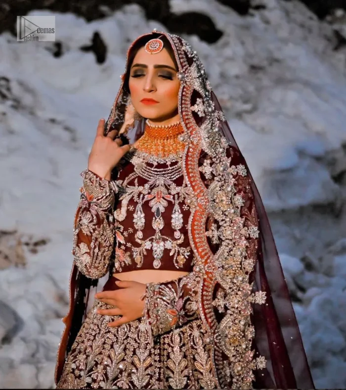 Elevate your Barat day with our exquisite reception outfit, a symbol of timeless elegance and grace. Meticulously crafted blouse with silver and multiple color embroidery to detail with tilla, dabka, kora, Kundan, and the real magic of Zardozi, this ensemble blouse has intricate embroidery and opulent fabrics, perfect for your special celebration.