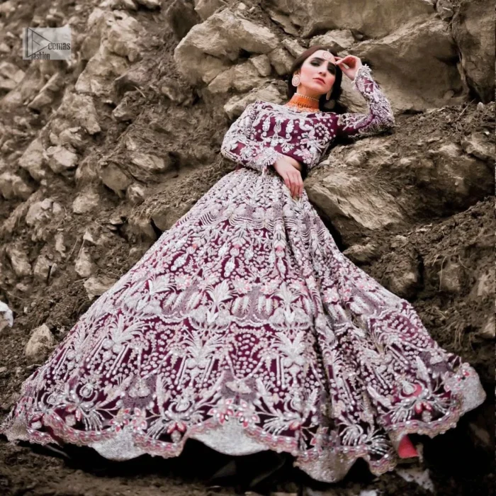 Elevate your Barat day with our exquisite reception outfit, a symbol of timeless elegance and grace. Meticulously crafted blouse with silver and multiple color embroidery to detail with tilla, dabka, kora, Kundan, and the real magic of Zardozi, this ensemble blouse has intricate embroidery and opulent fabrics, perfect for your special celebration.
