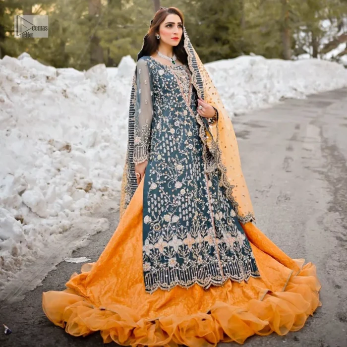The bright and lively colour palette adds a playful charm to your attire.