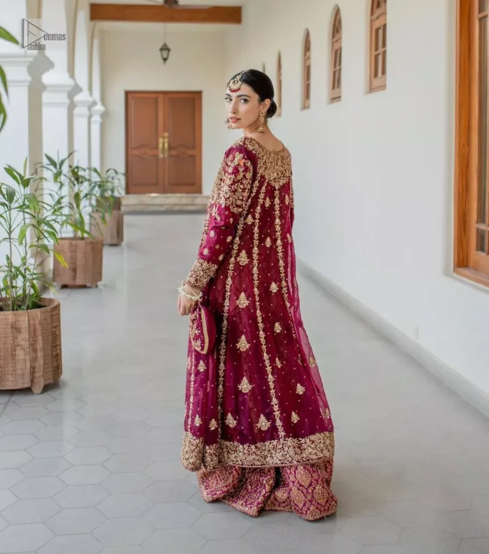 The front open frock is designed to make you stand out with its dazzling sequins and intricate details that catch the light.