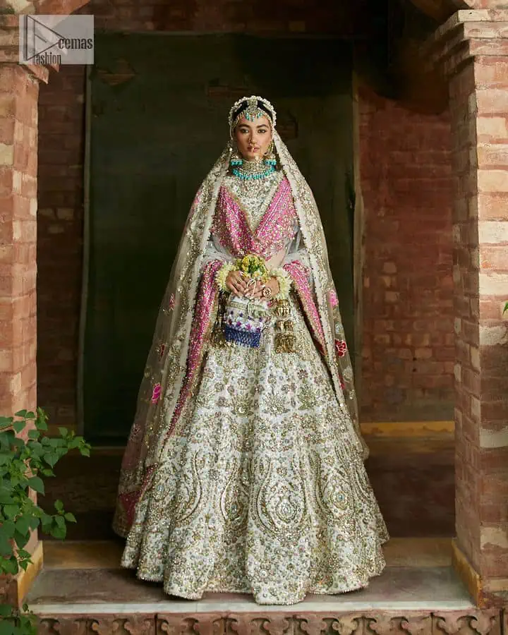 Elevate your Walima celebration with our exceptional pearl white Nikah outfit.