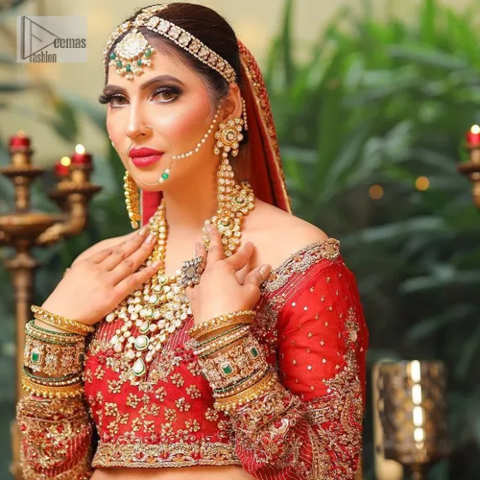 Wow, your guests at your reception with an extraordinary outfit. This lehenga blouse dress is truly one-of-a-kind, unlike anything else you've seen.