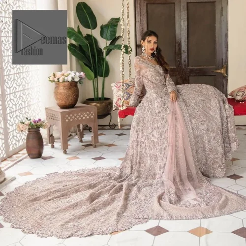 Deemas Fashion tea pink dress is an assortment of celebrations and rituals where luxury plays a significant role. This fully embellished