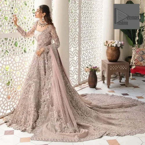 Deemas Fashion tea pink dress is an assortment of celebrations and rituals where luxury plays a significant role. This fully embellished