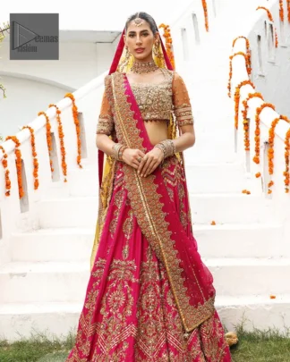 It is systemized with a lehenga in shocking pink color which is also ornamented with beautiful embroidery.