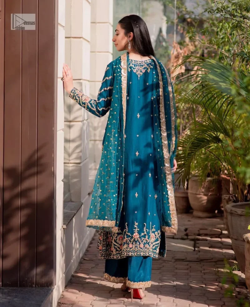 Teal Angrakha – Trousers n Dupatta