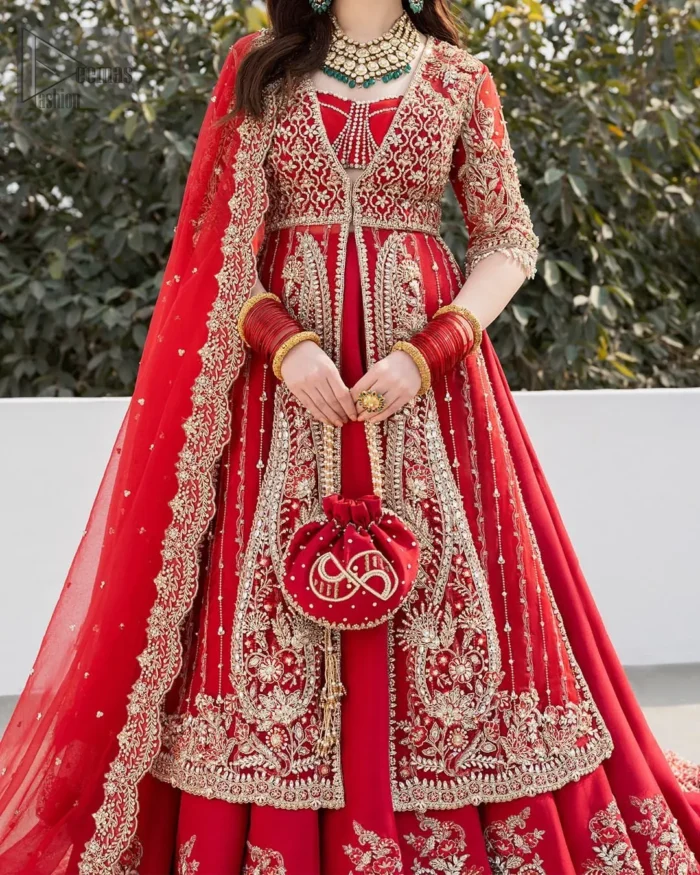 The V-shaped neckline has fine details. Further, the floral motifs on the full sleeves make this article glamorous. Its unique blend of modern style and timeless charm ensures you'll stand out effortlessly.