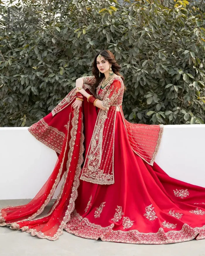 The V-shaped neckline has fine details. Further, the floral motifs on the full sleeves make this article glamorous. Its unique blend of modern style and timeless charm ensures you'll stand out effortlessly.