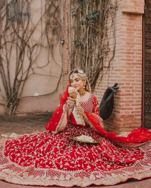 Elevate your wedding day with a touch of elegance and charm, as you shine in this extraordinary reception outfit.