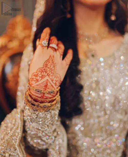 The fawn hue exudes soft romance, while the full sleeves and round neckline provide a classic silhouette.