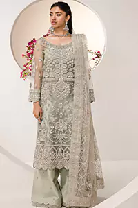 Radiate pure elegance with the Mint Long Shirt Scalloped Palazzo Pants, a perfect choice for the modern Nikah bride.