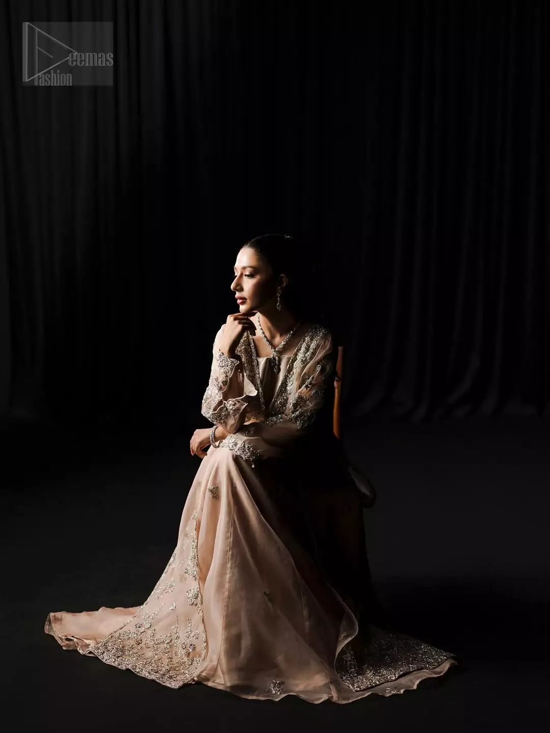 Grace finds its softest expression when the Pale Pink Front Open Jacket Lehenga glows with the gentleness of first light.