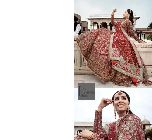 Make your day bright and bold! DeemasFashion presents a beautiful red outfit which involves silver embroidery and is covered with