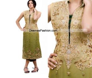 Pakistani Latest Fashion - Mehndi Green Formal Dress