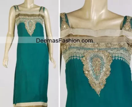 Pakistani Party Wear - Turquoise Green Dress
