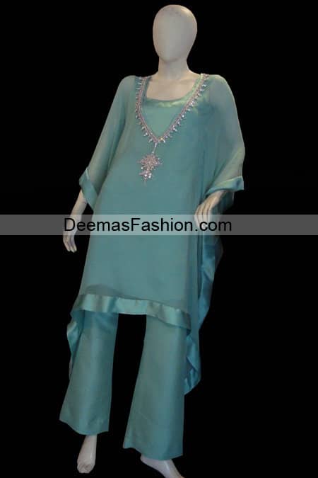 Pakistani Designer Wear - Blue Casual Dress