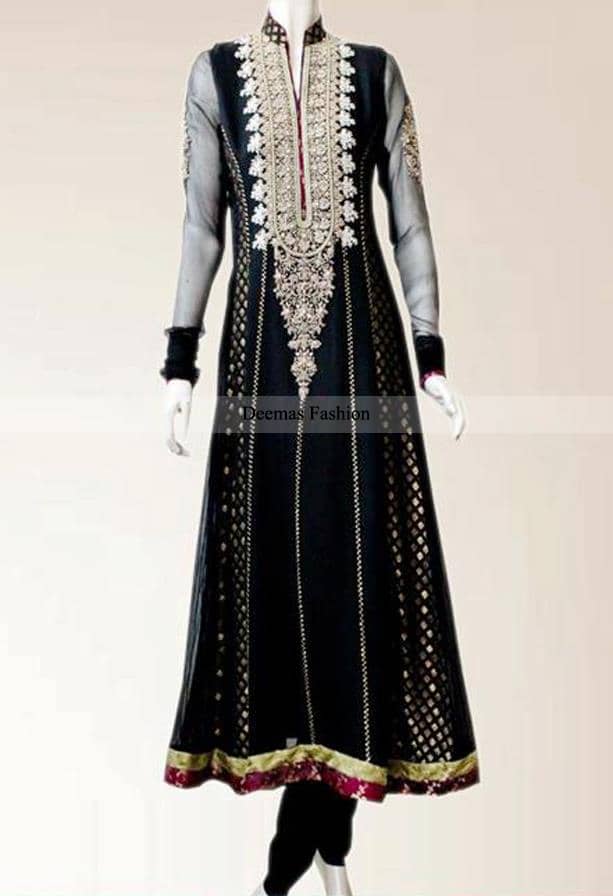 Black Anarkali Frock Churidar Dress