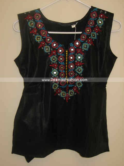 Latest Design Black Ladies Embroidered Top