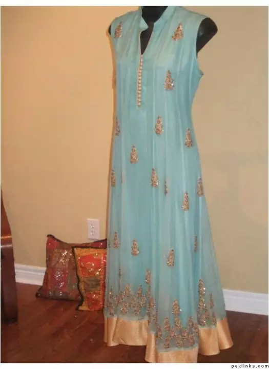 Buy Pakistani Clothes - Sky Blue Aline Anarkali Casual Wear